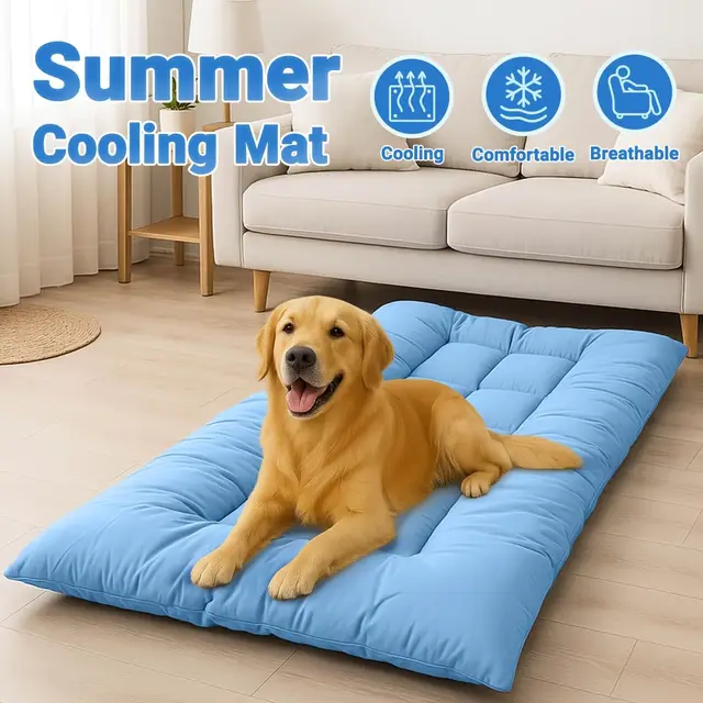 Super Large Summer Cooling Pad Dog Sofa Bed, Super Soft Thick Polyester Pet Pad Anti-slip Bottom Dog Bed Dog Beds 1