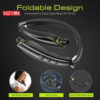 MZYMI SX-990 Wireless Bluetooth Headset Neckband Foldable Headphones Retractable Earbuds Noise Cancelling Hifi Stereo Earphones