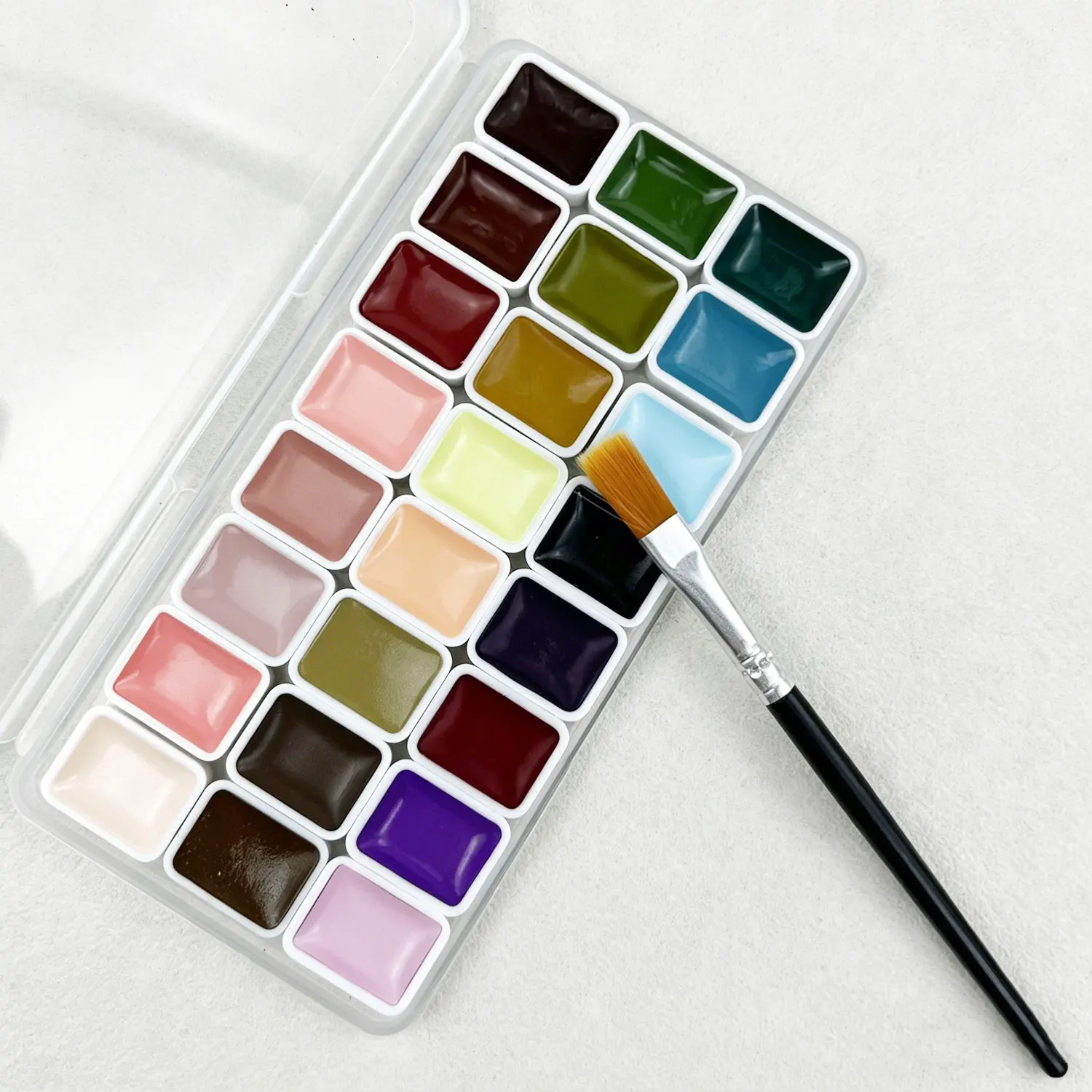 24색 고체 수채화 물감 세트, 서예, 네일 아트 및 DIY 공예에 적합한 휴대용 색소 팔레트