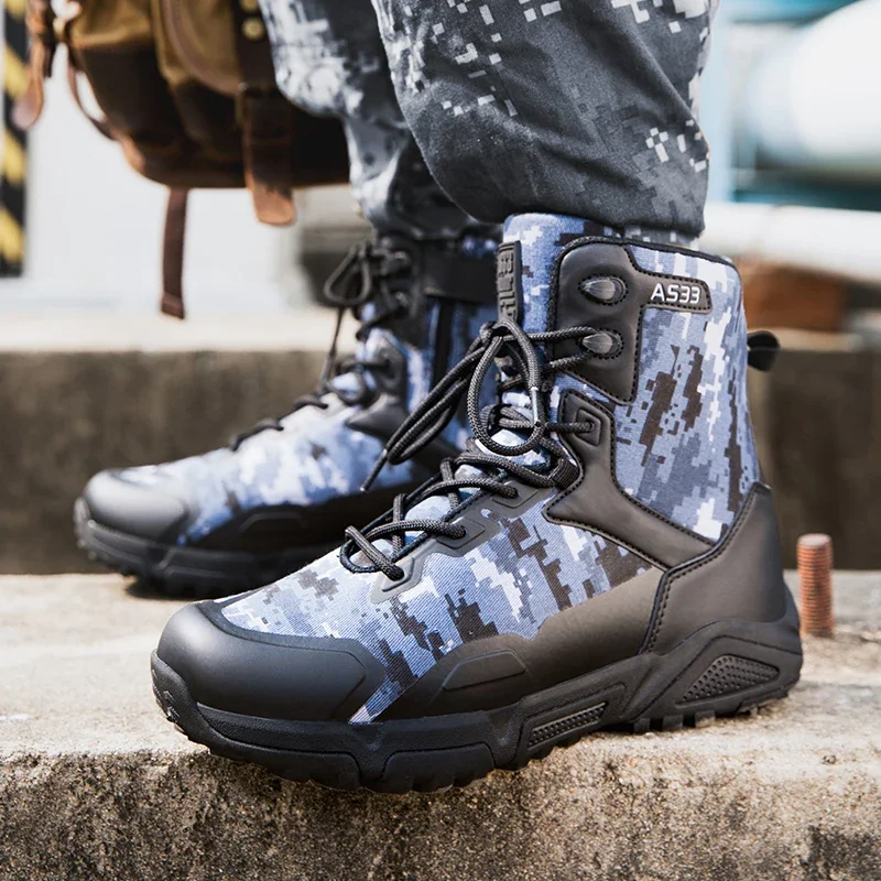 

Men Tactical Boots Army Boots Ankle Men Outdoor Boots Mens Military Desert Waterproof Work Safety Shoes Climbing Hiking