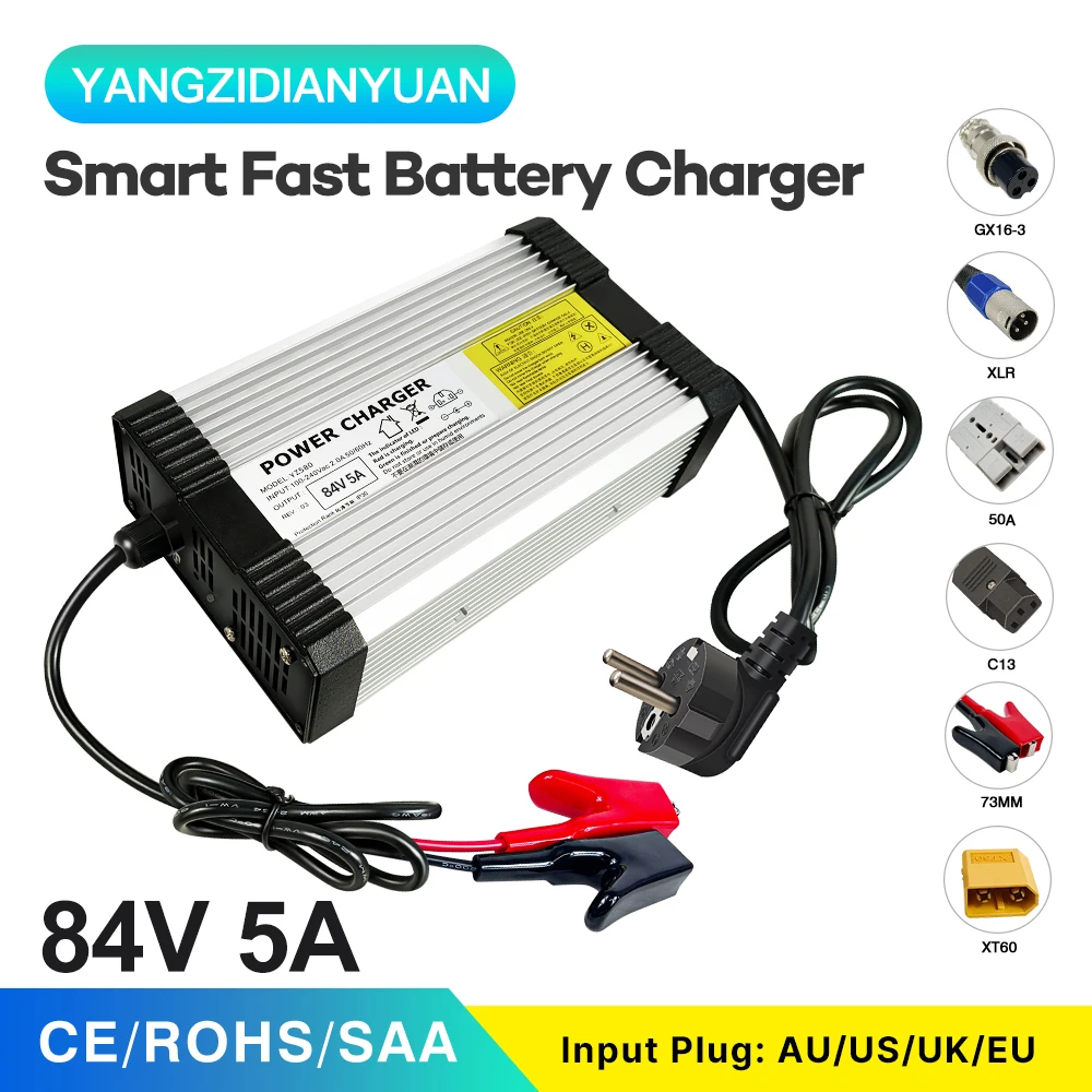 72V 리튬 이온 팩에 대 한 20S 84V 5A 자동차 리튬 배터리 충전기 lipo 전기 오토바이 호버 보드 Ebikes 도구 스마트 빠른 충전기