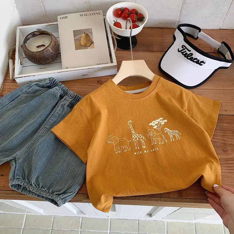 الصيف الفتيان بلون قاعدة قميص الملابس القطنية الخا...