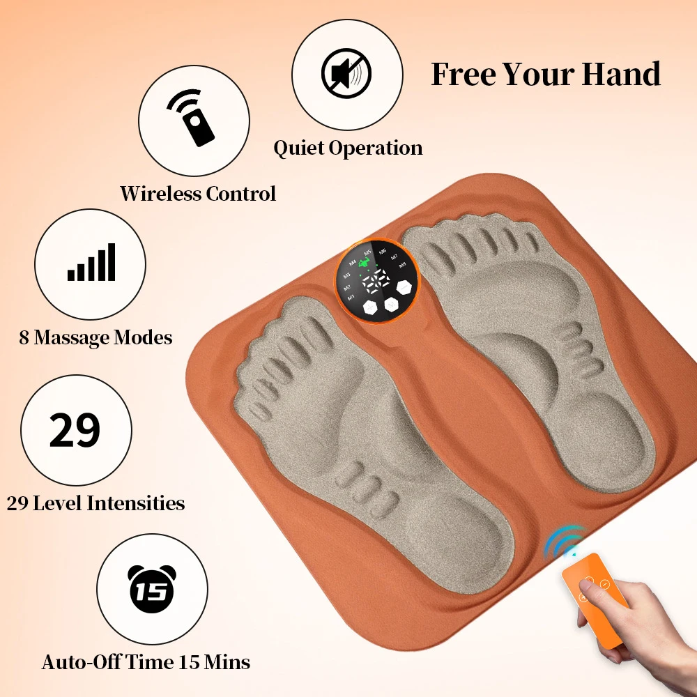 Rechargeable Foot Massager Pad with 8 Modes for Relaxation