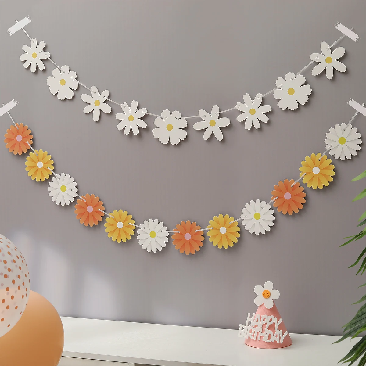 Gradient daisy flower pull flower birthday party scene decoration pull flag party decorations