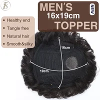 TESS 35g Men Toupee 16x19cm Human Hair Toppers Replacement System Men Capillary Prothesis Male Hair Wig Clip In Hair Extensions 2