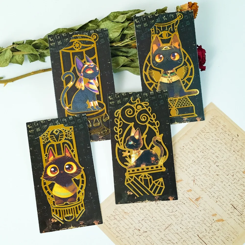 Cartoon Egyptian Black Cat Bookmarks Cute Animal Vintage Metal Hollow Bookmark Gift Reading Book Students Stationary Supplies