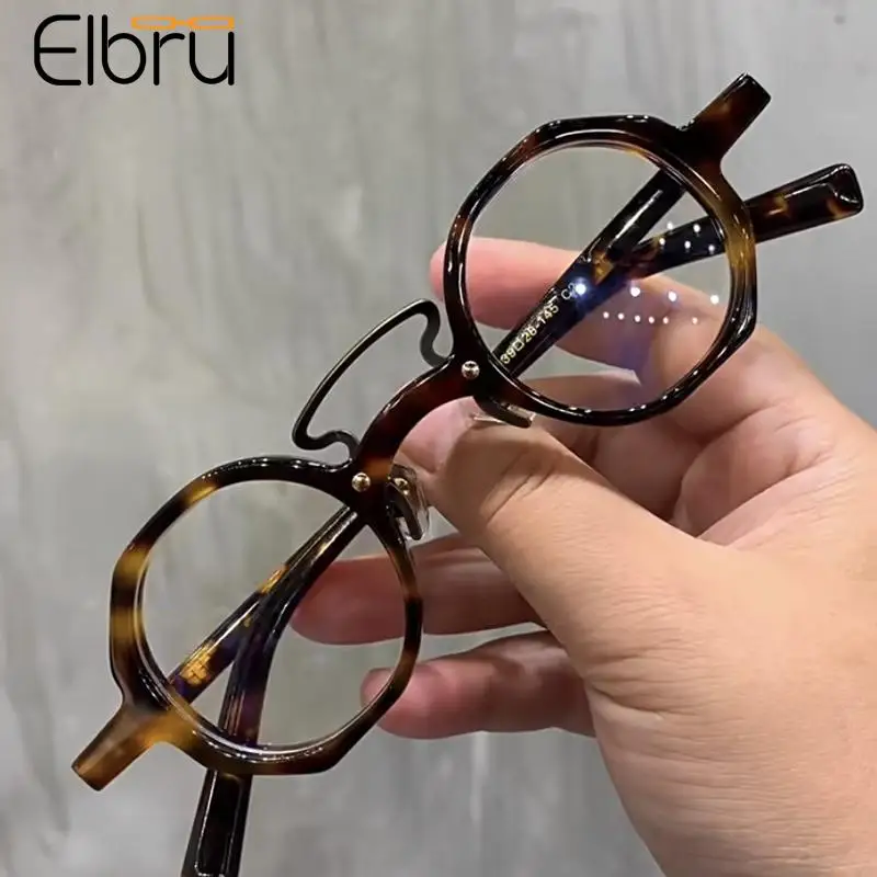 

Очки Elbru для чтения в стиле ретро, небольшие круглые пресбиопические очки в многоугольной оправе для мужчин и женщин, оптические очки унисекс для дальнозоркости + 1 + 4