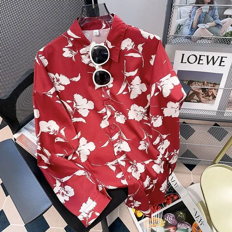 Spring Autumn New Printing Fashion Long Sleeve Shirt Women High Street Casual Loose Button Blouse Y2K Harajuku All-match Tops
