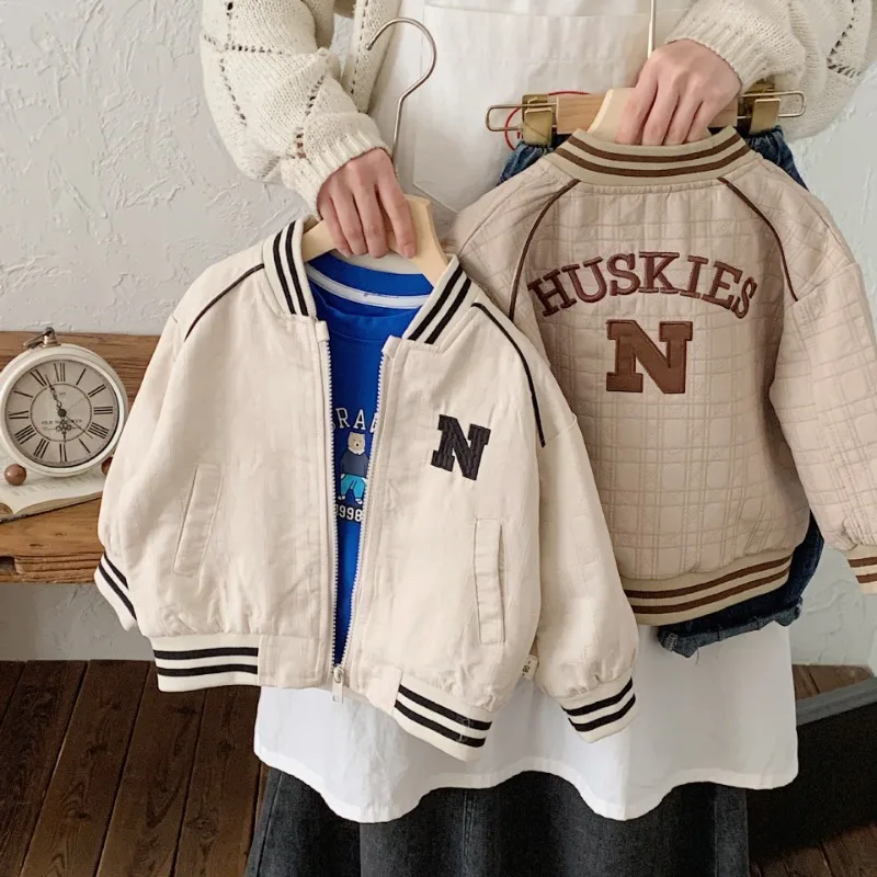 

2024 Spring Kids baseball uniform coats "N" embroidery jackets Boys and girls zipper Cardigan