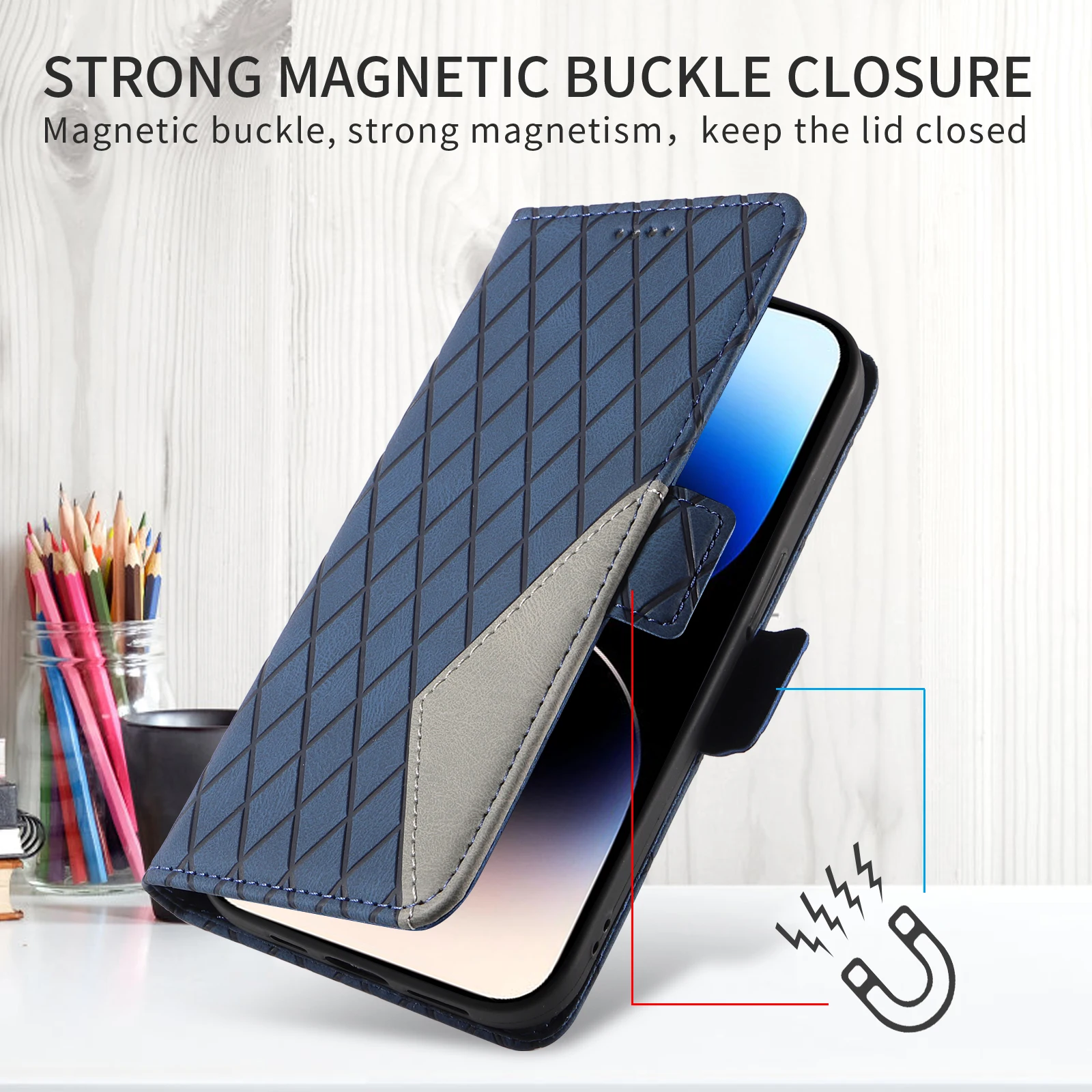 Leather Wallet Phone Case with Card Holder and Kickstand
