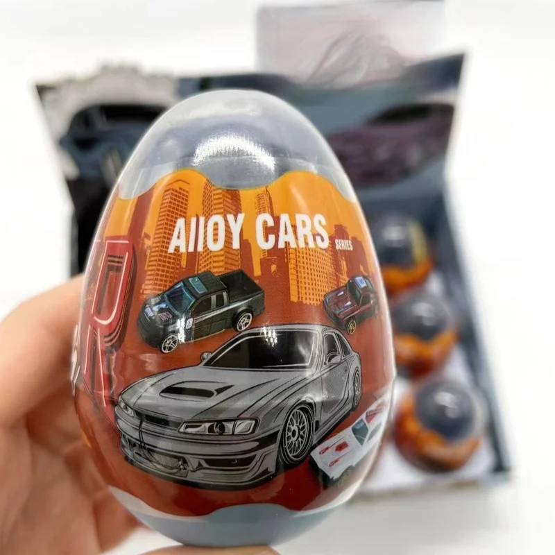 12pcs/set Children's Racing Car 1:64 Alloy Car Twisted Egg Toy Car Construction Cute Cartoon Car Mixed Capsule Toys Gift Kid Toy