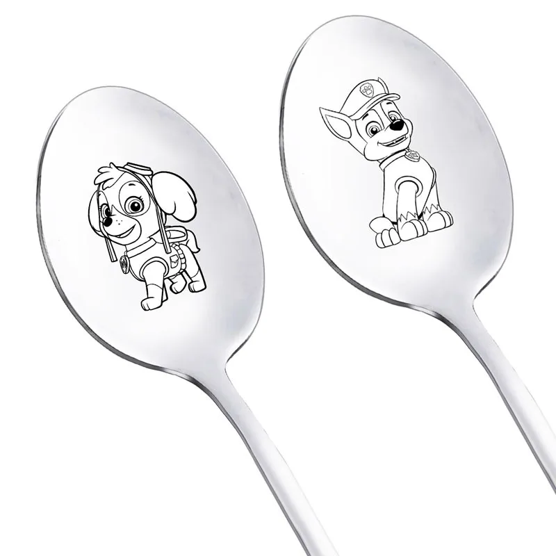 Kawaii Spoon Paw Patrol Family Stainless Steel Ladle Home Food for Children Tableware Spoons Birthday Gifts Toy Party Supplies