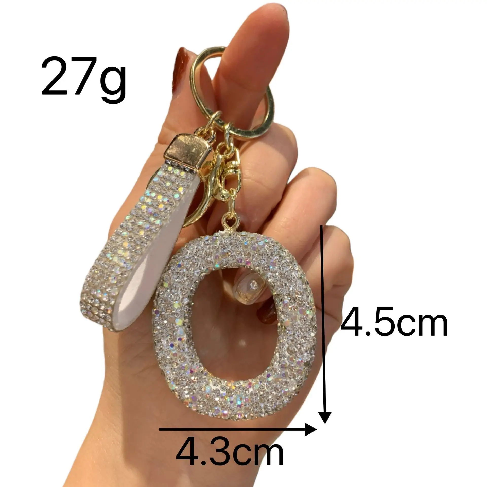 Full Rhinestone 26-Letter Keychain, Bling Car Key Ring & Sparkly Bag Charm - Perfect Small Gift