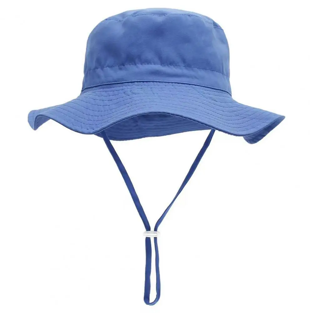 Summer Children Hat Big Brim Unisex Windproof Fixed Strap Sun Anti UV Breathable Portable Camping Beach Travel Sun Ha