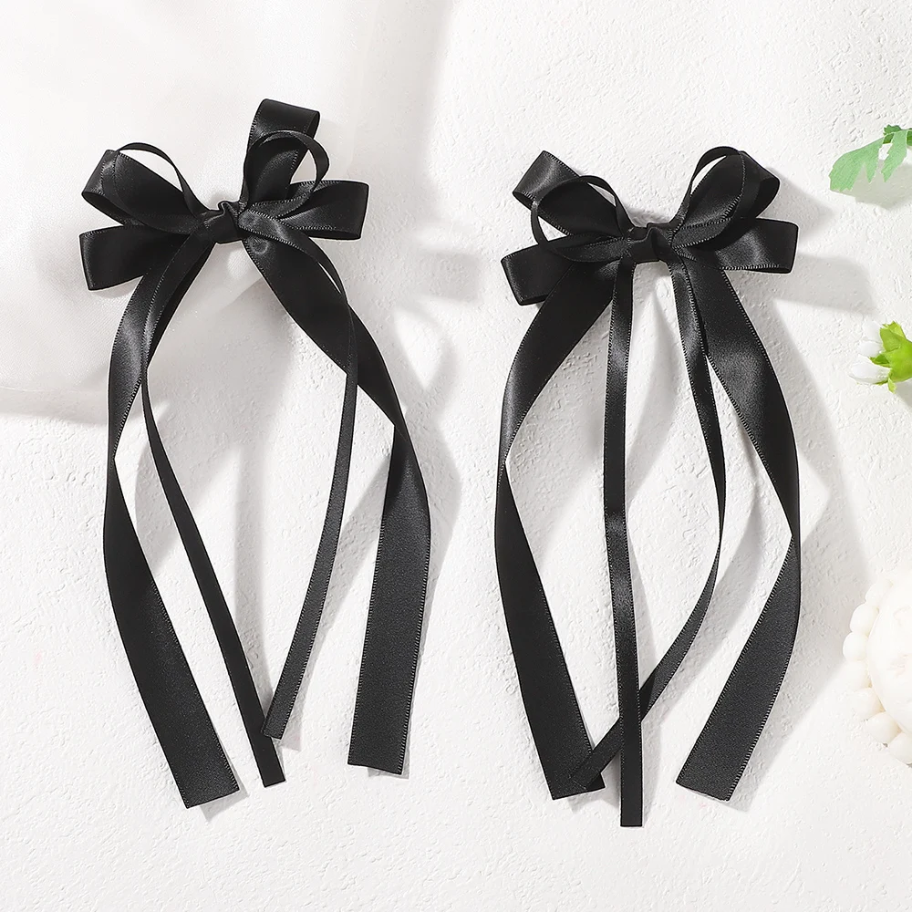 Elegant Black and White Bow Hair Clips