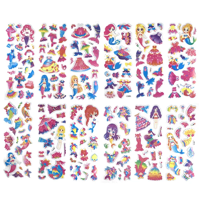 12 Sheets/Pack Love Heart Shape Hot 3D Cute Sticker Toy Kids DIY