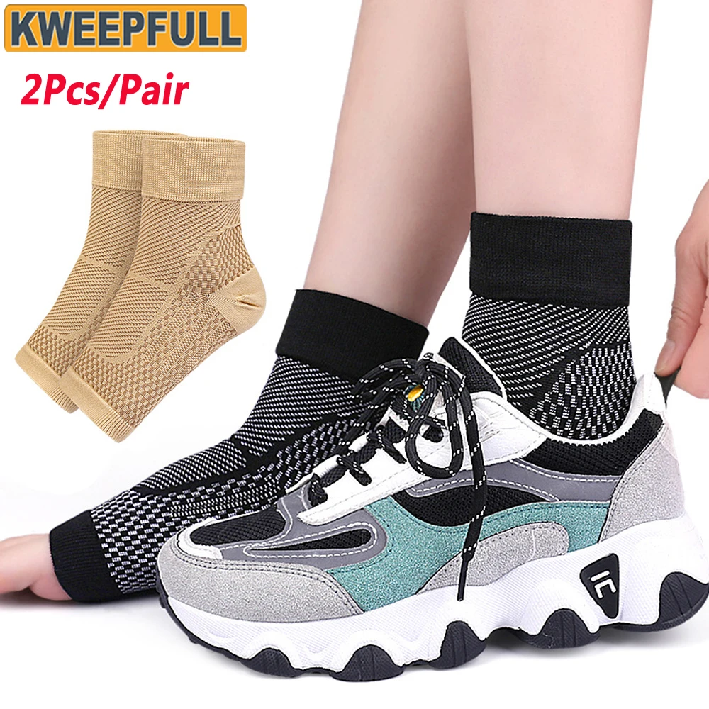 

2Pcs/Pair Ankle Brace Compression Sleeve - Relieves Achilles Tendonitis, Joint Pain. Plantar Fasciitis Sock for Reduces Swelling