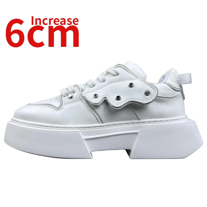 

Европейские американские кроссовки для увеличения 6 см, уличная модная дизайнерская спортивная обувь с белым ангелом, повседневная мужская обувь из натуральной кожи