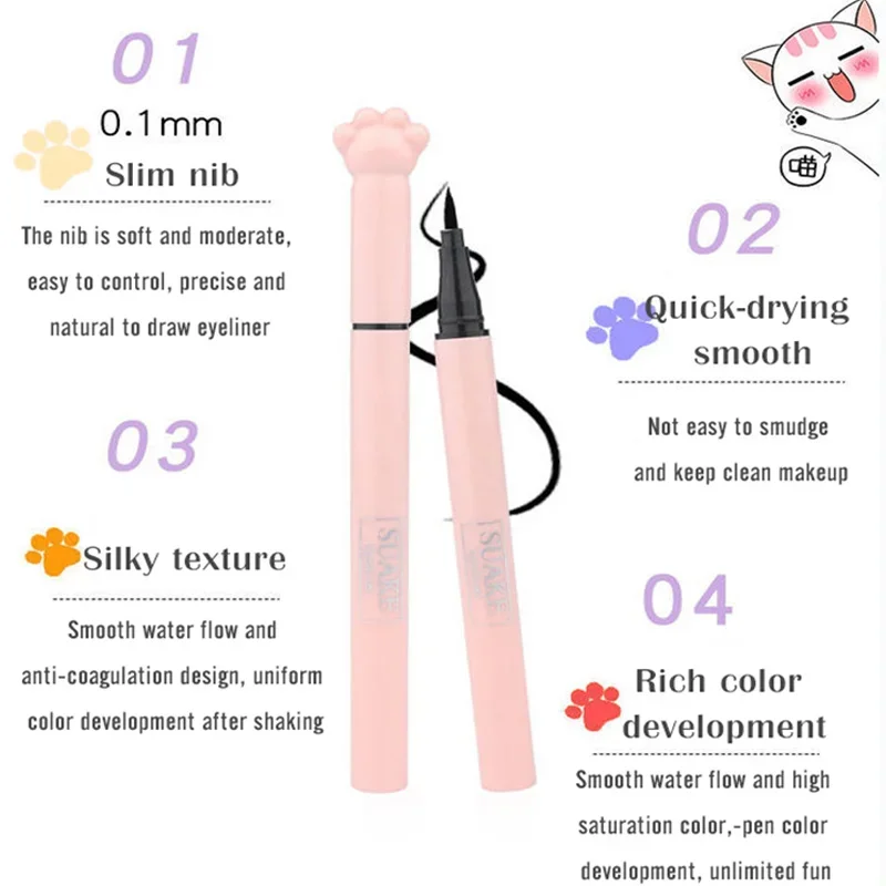 Liquid eyeliner Eyeliner pencil 6 Colors Cat Claw Liquid Eyeliner Stamp Pen Delicate Waterproof Makeup Women Slim Eye Liner Pencil Silky Lasting Cosmetics