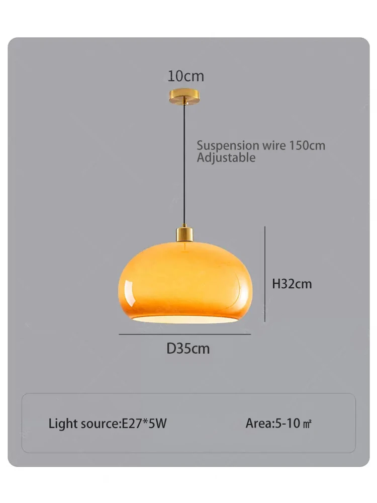 SANDYHA Nordic Vintage Glass Pendent Lights Creative Gradual Yellow Round Chandelier Study Bedroom Restaurant Home Hanging Lamp - Image 6