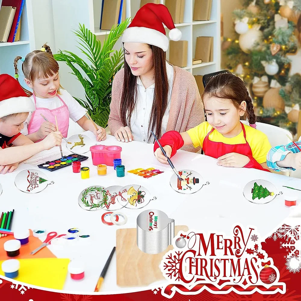 20/10/5pcs Acrylic Discs Christmas Tree Hanging Ornament DIY Blank Circle Xmas New Year Decor for Home Clear Bauble Ball Crafts