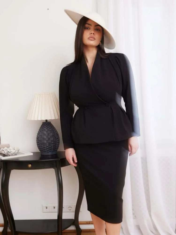 Wmstar Two Piece Set Wholesale 2025 Autumn New European American Foreign Trade Fashion Solid Color Button Puffed Sleeve Skirt