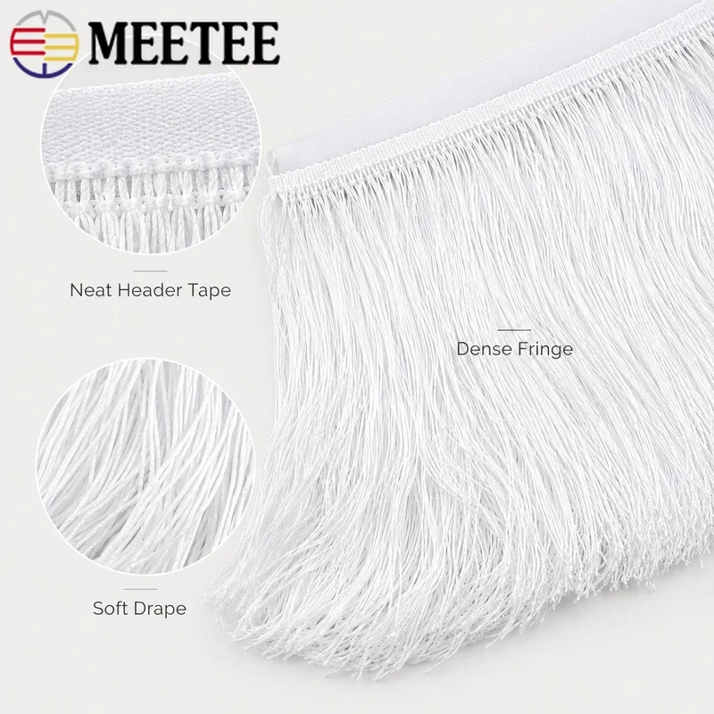 Nastro con frange e nappe in poliestere da 2/5/10 metri e 50 cm di lunghezza per abiti da ballo latino, costumi di scena, decorazioni per cucito e movimenti dinamici. - immagine 2