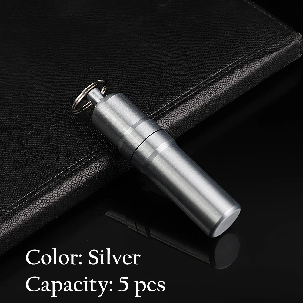 1 pc Metal Cigarette Case with Keychain Portable Mini Waterproof Cigarette Box for Outdoor Travel Silver Tobacco Case 4