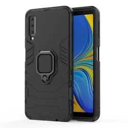 Durable Shockproof Ring Holder Phone Case - Midnight Blue - Galaxy A7 2018 A750 (Black)