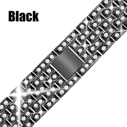 Diamond Metal Bracelet Strap - 18mm width (Black)