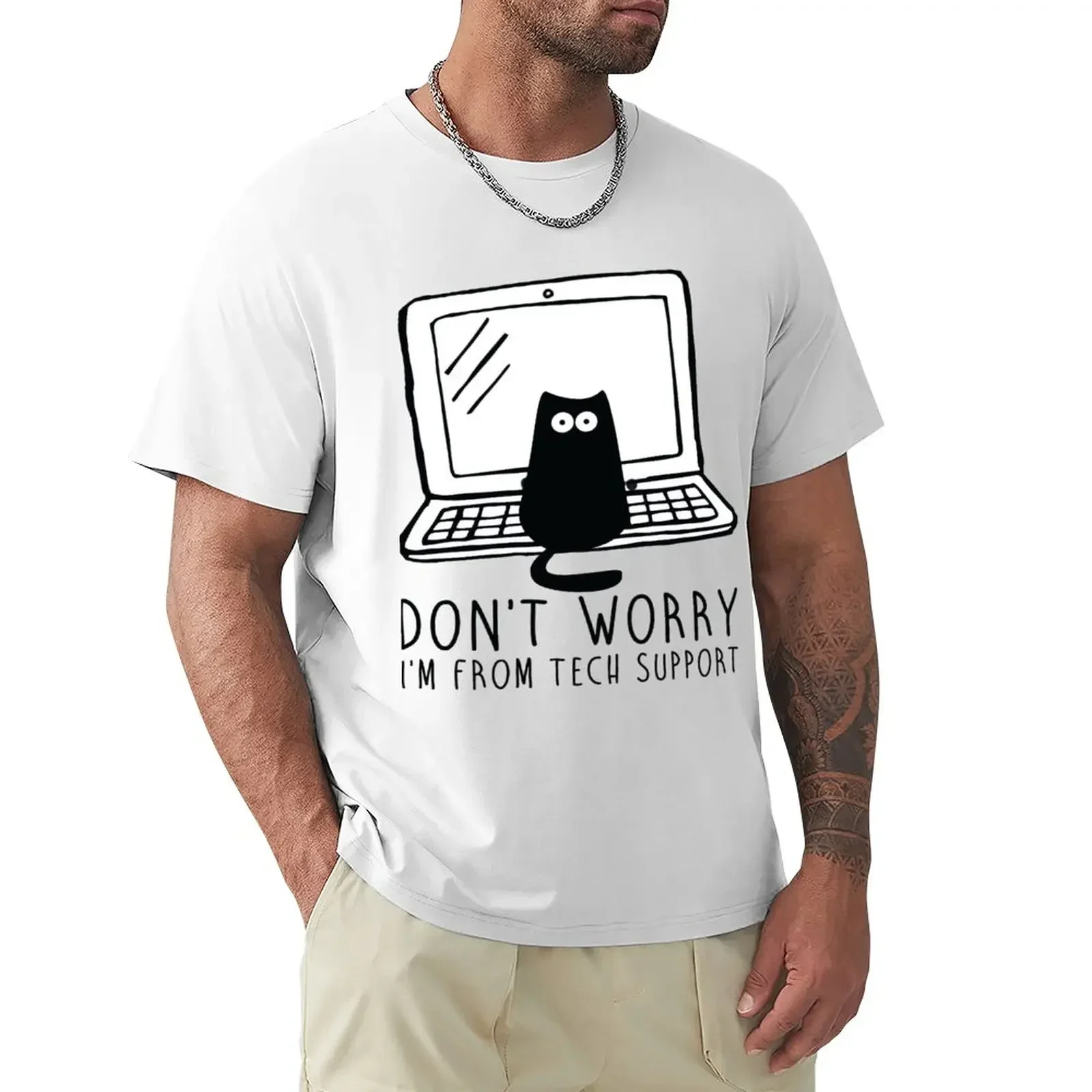 

I'm from tech support cat T-Shirt anime oversizeds t shirts for men summer top boys animal print designer t shirt men