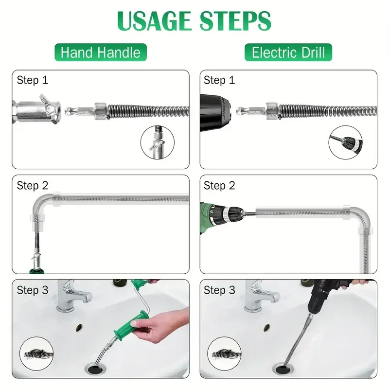 Bathroom Kitchen 1-10M Spring Pipe Sewer Unblocker Pipe Dredging Tool Sinks Basin Pipeline Clogged Remover sewer unblocker