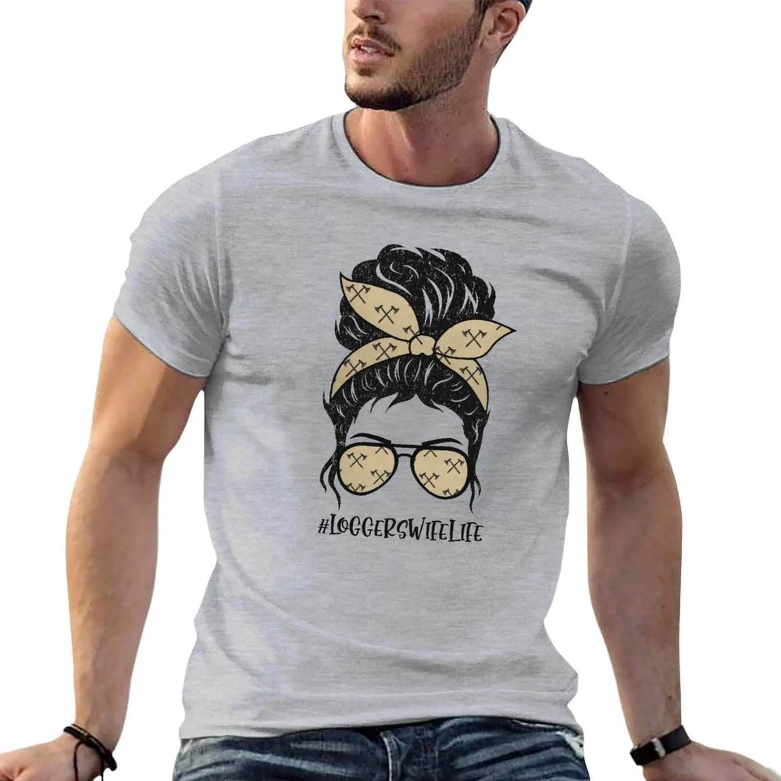 Logger Wife Life, Logger Life, Bun Disordinato, Ax T-Shirt Hippie Clothes Magliette Alte Da Uomo