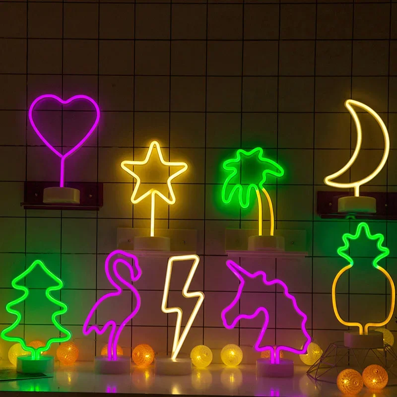 Vibrant LED Neon Night Light - Unicorn, Flamingo, Moon & Rainbow Decor for Kids' Rooms & Home Decor