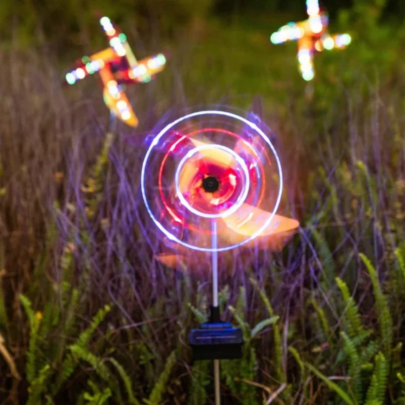 Garden Solar Windmill Light Solar Windmill Colourful Lawn Lamp Outdoor Garden Waterproof LED Light Decoration