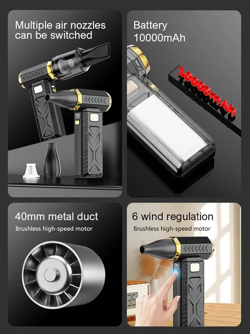 Violent 400000RPM Blower Powerful Air Vacuum Dust Cleaner Brushless Motor Rechar
