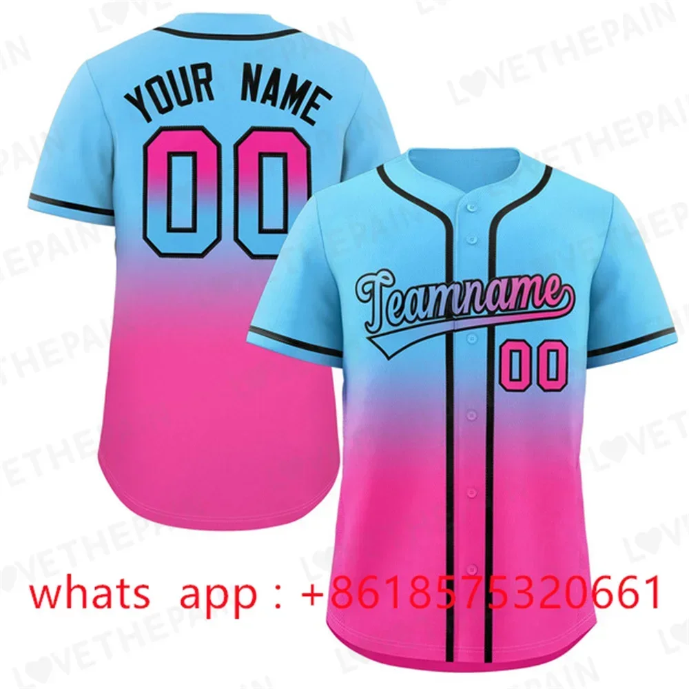 Baseball Jersey Button Down Plain Short Sleeve Hipster Hip Hop T Shirts Baseball Jersey add your name number
