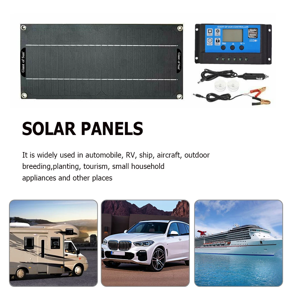 30W Solar Panel Kit 18V Battery 100A Charger Controller for Car RV Outdoor Portable Solar Monocrystalline Cells Charger System