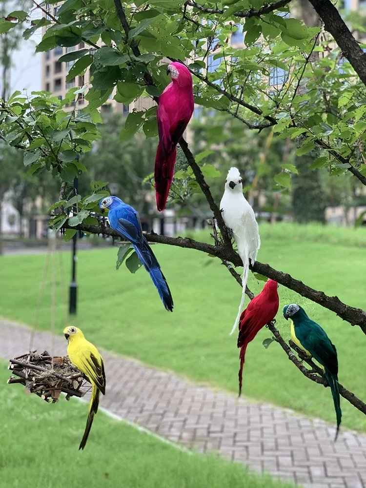 

25/35cm Simulation Parrot Garden Decoration Creative Lawn Figurine Ornament Animal Bird Outdoor Garden Party Prop Decoration