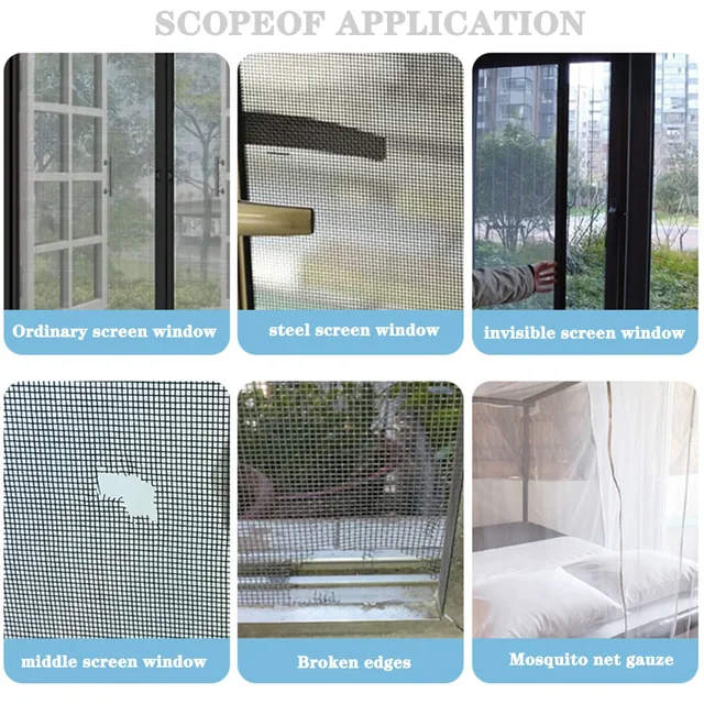 1 ruban de réparation d'écran de fenêtre étanche facile à appliquer – Gardez les moustiques sort avec notre patch en maille anti-insectes et auto-adhésif 6