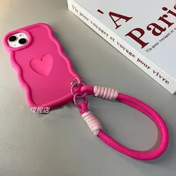 3D Love Heart & Lanyard Soft Phone Case Cover for Honor X6S (Red)