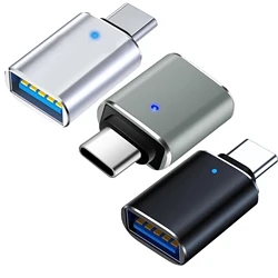 USB - C to USB - A Converter | 3 - Pack OTG Adapters with LED Indicator (Multicolored)
