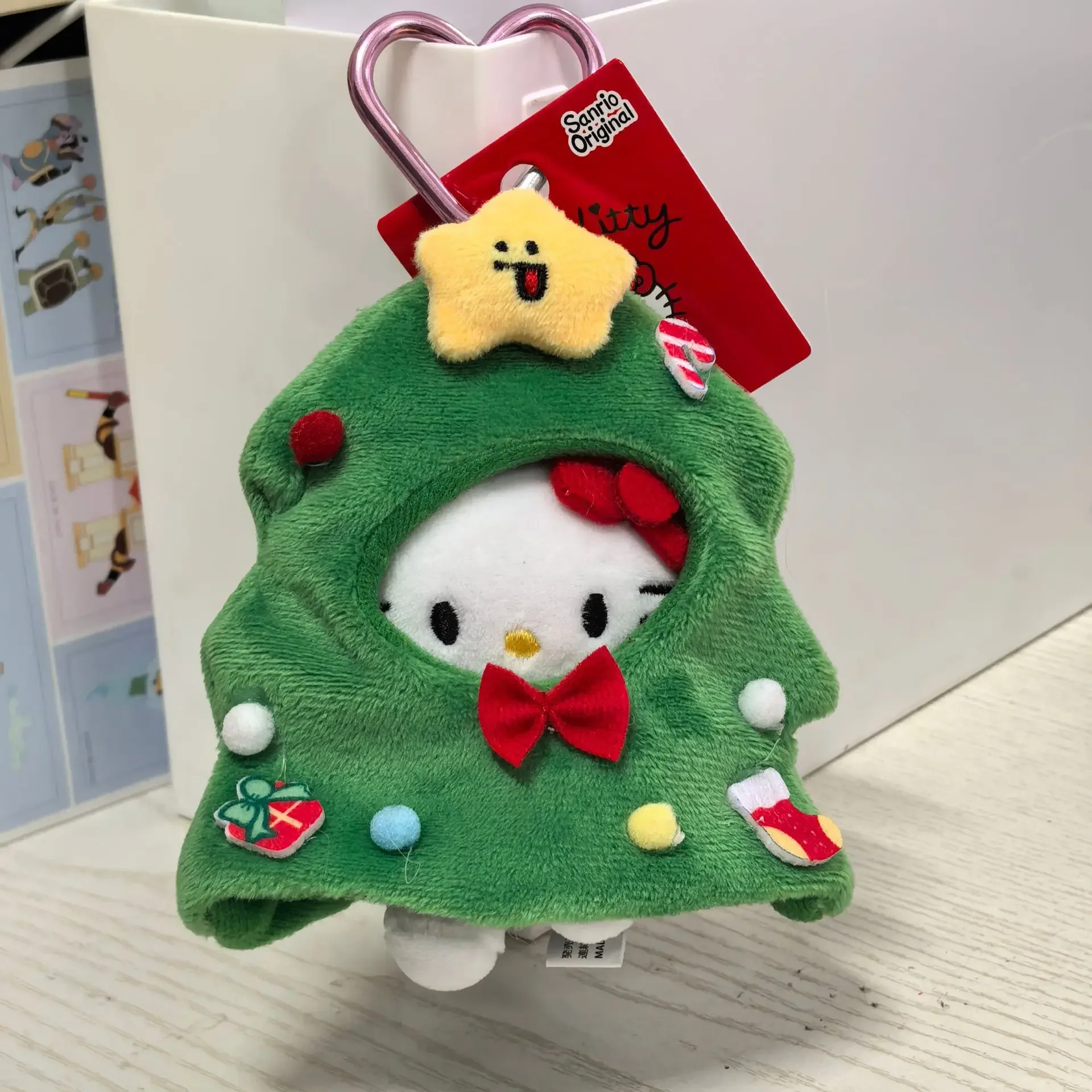 thumbnail image 1 of Lindo muñeco de peluche de Hello Kitty con forma de árbol de Navidad, con gorro desmontable, bolsa de dibujos animados, llavero con colgante, juguetes decorativos, regalo, 1 of 5