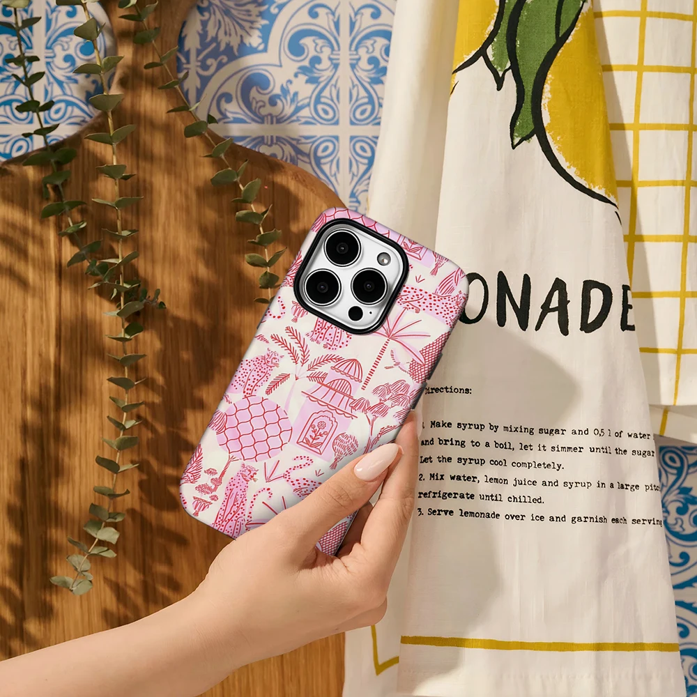 Luxury Double-Layer Cherry Paradise Pink Phone Case