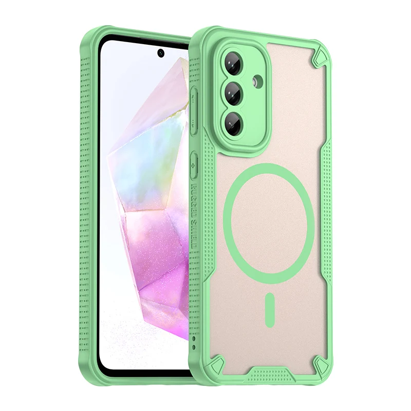 Magnetic Luxury Matte Translucent Armor Shockproof Phone Case with Magsafe Wireless Charging