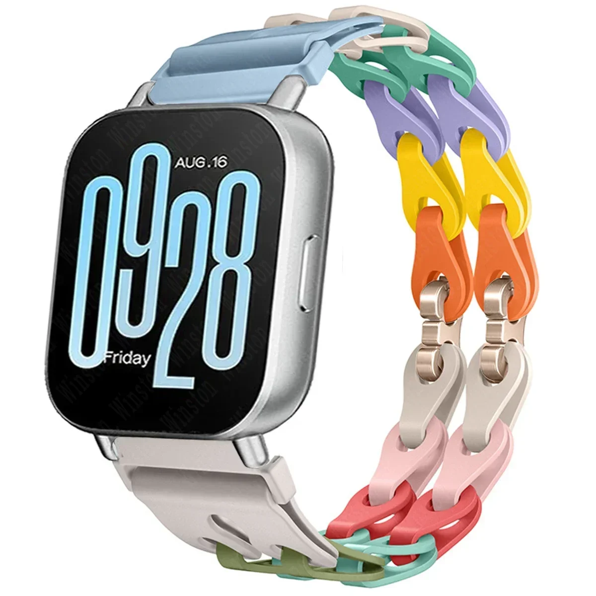 Stylish Chain Strap Silicone Band Bracelet for Smartwatch Replacement, 22mm Wristband