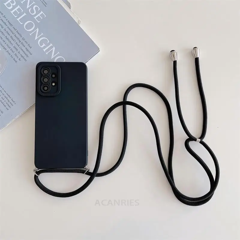 thumbnail image 1 of Funda con cordón cruzado para Samsung Galaxy, cubierta trasera de silicona con cordón, A 34, 24, 54, 14, A54, A34, A24, A14, M54, M13, 4G, 5G, 2023, 1 of 5