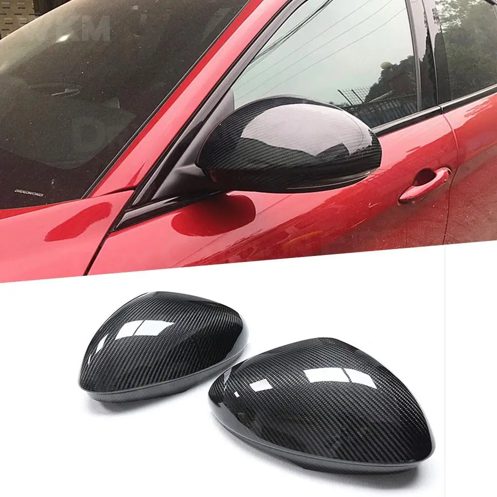 

2PCS Carbon Fiber Car Rear View Mirror Cover Cap Car Side Mirror Shell Case Protect Sticker ABS for Alfa Romeo Giulia 2017- 2019