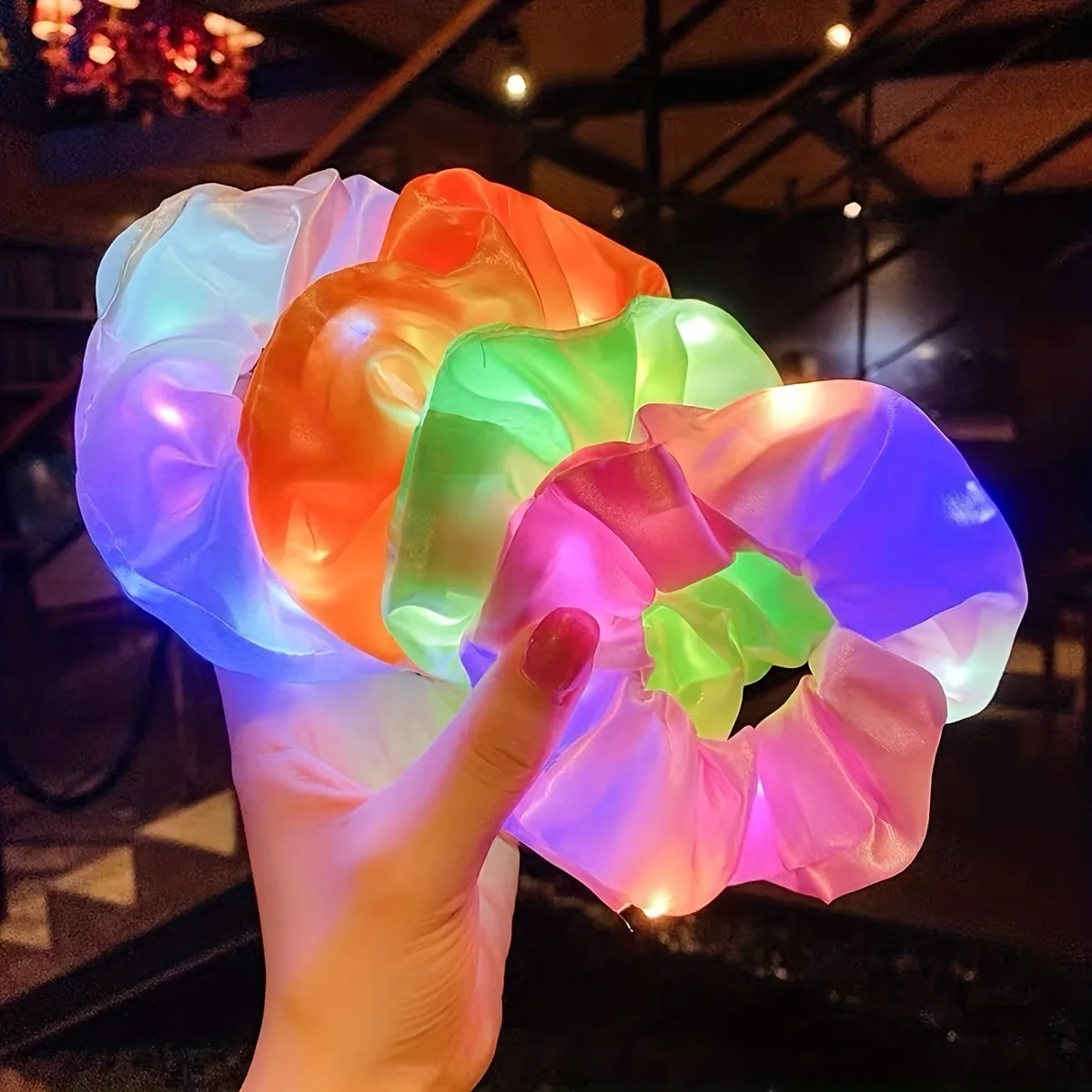 Popular Flashing Light Up Girls Hair Tie LED Luminous Scrunchies Headwear Women Scrunchy Hair Rope Hairband Accessories
