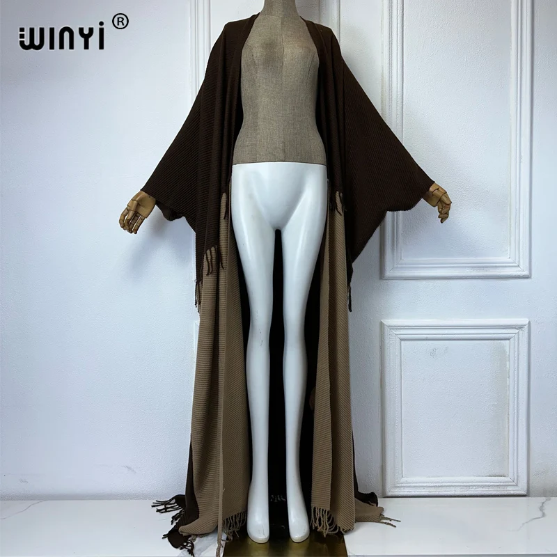 Description Picture 5 of itemWINYI Retro plaid winter coat Middle East kaftan Pleated dress Africa Cardigan holiday cloak winter abaya women long down coat